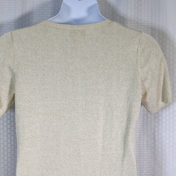 Drapers & Damons Sweater Womens L Gold Metallic Knit Sparkly Stretchy Pullover - Picture 6 of 8